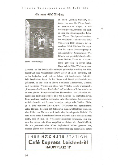 Herzl Eröffnung - Tagespost 1934