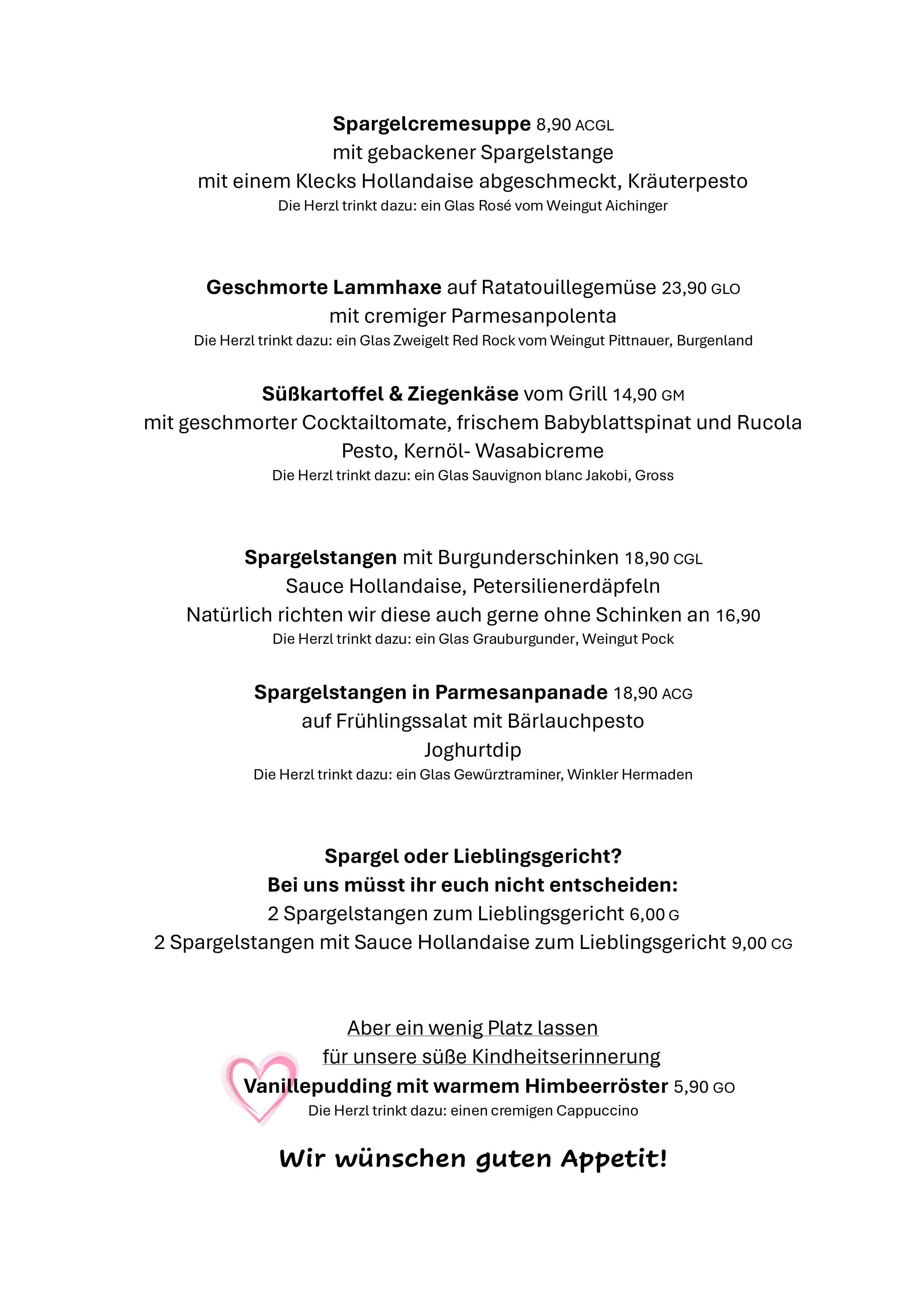 Frische Empfehlungen unseres Küchenchefs