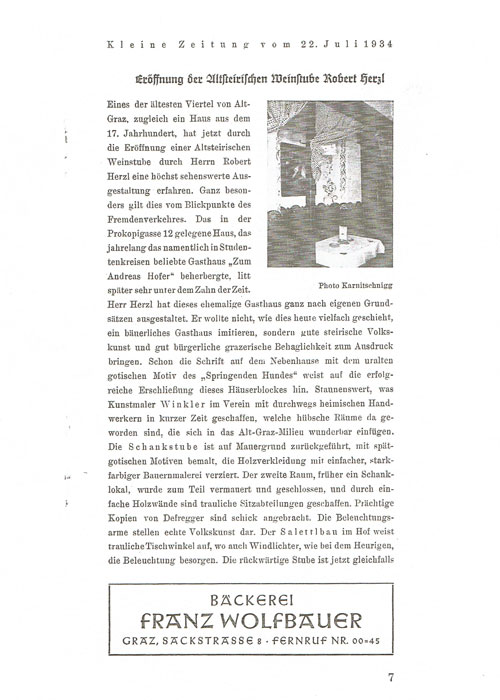 Herzl-Eröffnung Kleine Zeitung 1934